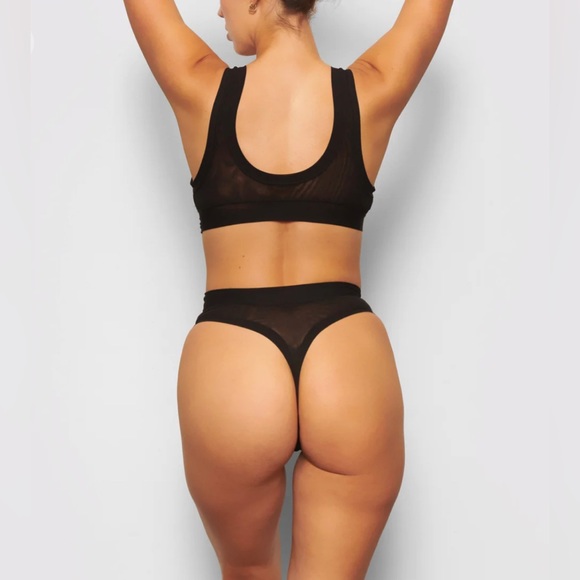 SKIMS SUMMER MESH MID WAIST THONG ONYX SIZE 2X - Picture 2 of 6